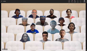 A screenshot of the Project Sunrise team during a virtual meeting